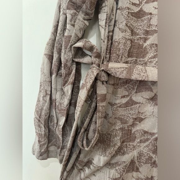 Zara Jacquard Midi Tie Waist Crinkle Detail Dress Brown Full sleeves high neck M - Picture 13 of 17